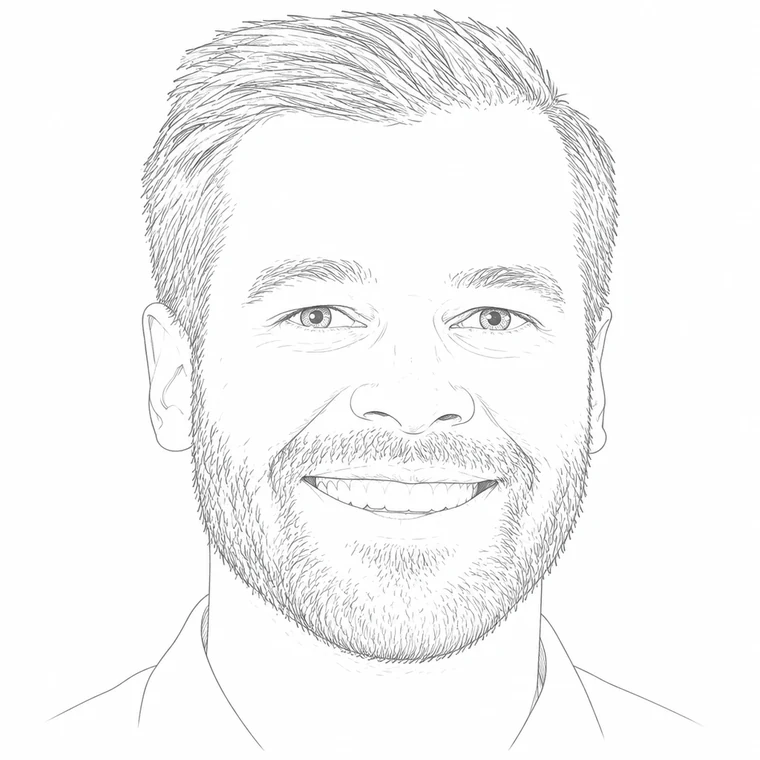 Line drawing of David Alba.