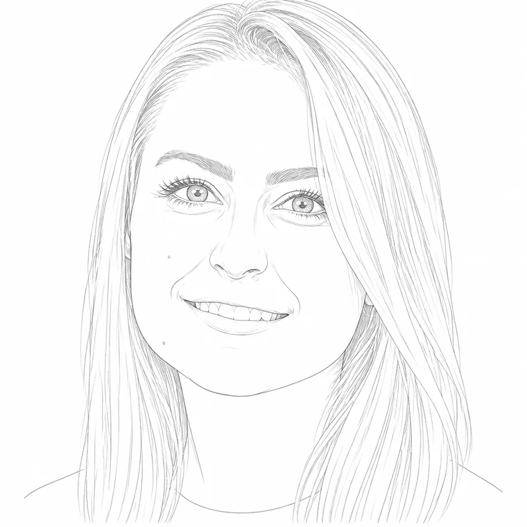Line drawing of Meg Lanning.
